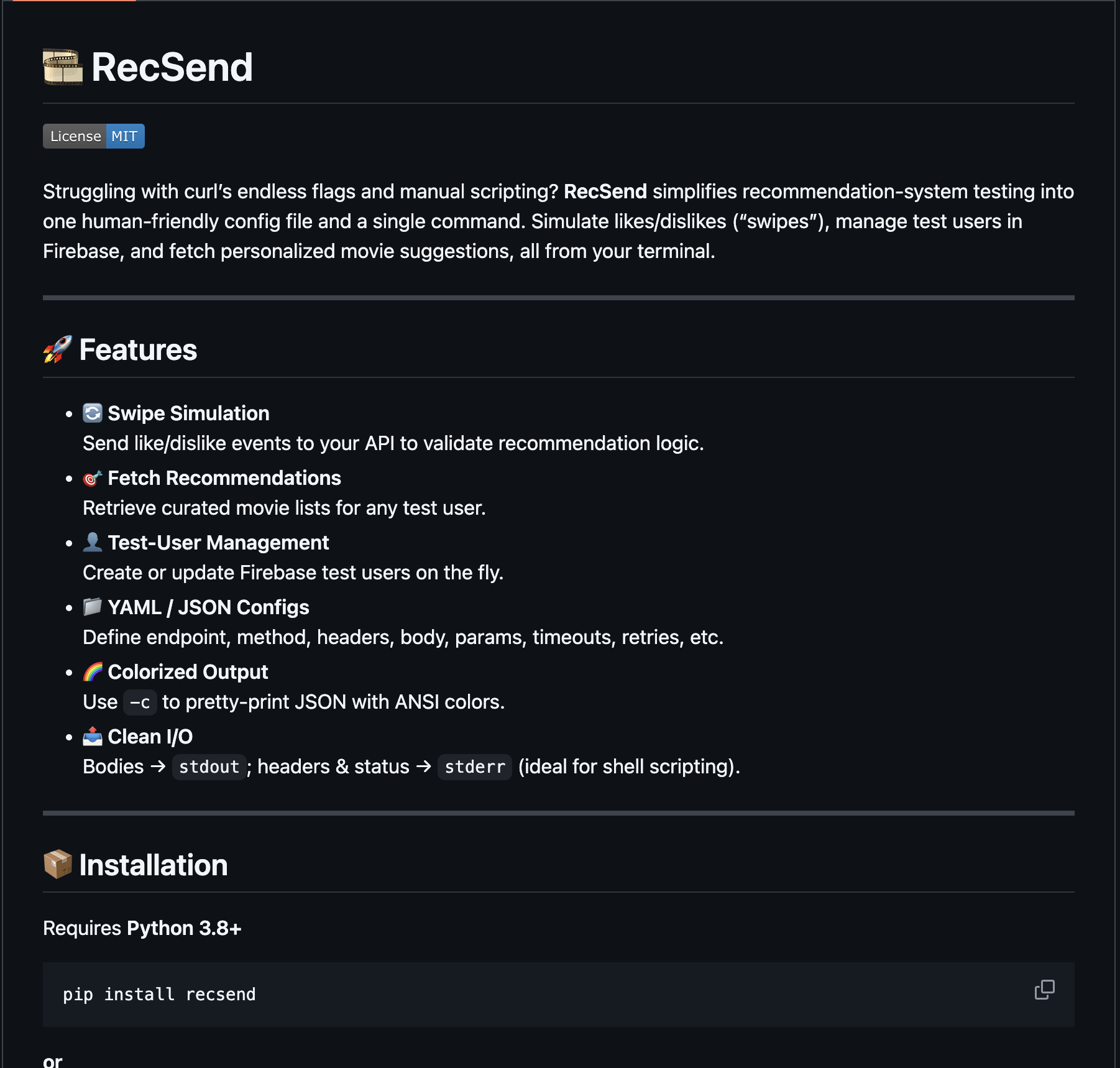 RecSend CLI